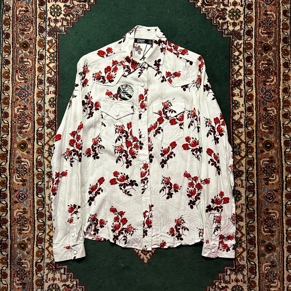Straight To Hell “Red Eyes” Floral Button-Up Western-Style Shirt (New With Tags)